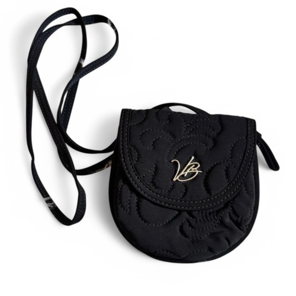 Vera Bradley All In One Crossbody Wallet Black Quilted Mini Purse